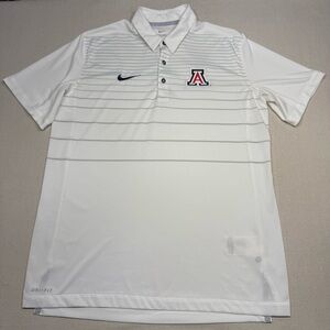Nike Men's White Polo Shirt with U of A Logo - Size Medium